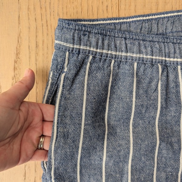 Dash Women's Striped Linen Blend wide leg Cropped Capri pull on‎ Pants Size L - Picture 8 of 10
